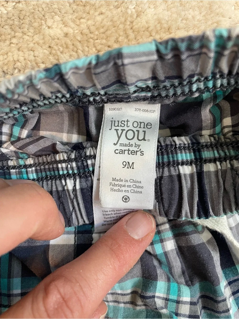 Carter's Plaid and Seersucker Shorts - Blue, Gray, White - Set of  2 - 9M